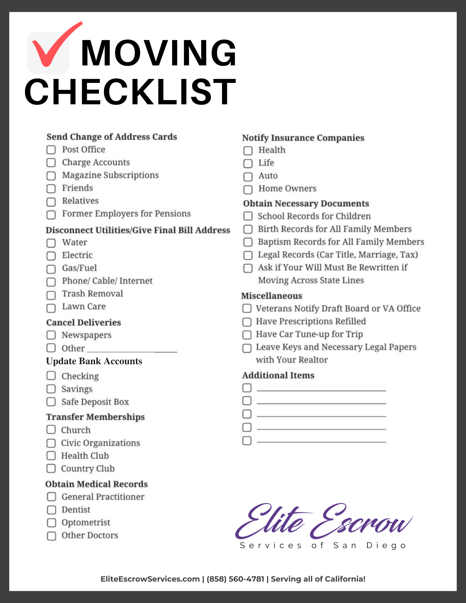 Moving Checklist